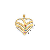 10KY 4-Name w/Birthstones w/14k Bezel Cut Out Heart Pendant