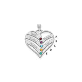 10KW 5-Name w/Birthstones w/14k Bezel Cut Out Heart Pendant