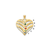 14KY 6-Name w/Birthstones w/14k Bezel Cut Out Heart Pendant