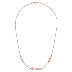 Sterling Silver/Rose-plated Brushed 3 Name Necklace