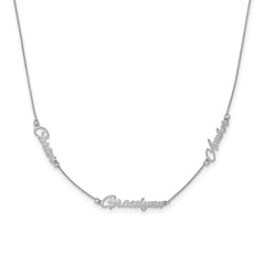 Sterling Silver/Rhodium-plated Brushed 3 Name Necklace