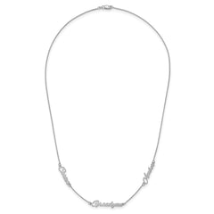 14k White Gold Brushed 3 Name Necklace