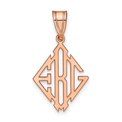 14k Rose Gold Diamond Shape Monogram Pendant