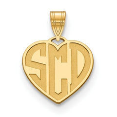 14k Yellow Gold Etched Monogram Heart Necklace
