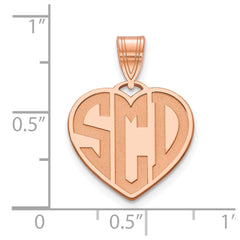 14k Rose Gold Etched Monogram Heart Necklace