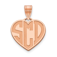 14k Rose Gold Etched Monogram Heart Necklace