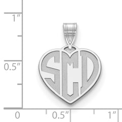 10k White Gold Etched Monogram Heart Necklace