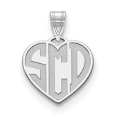 10k White Gold Etched Monogram Heart Necklace
