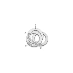 10k White Gold 3 Interlocking Circles with Names Charm