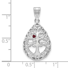 10KW 1 Birthstone Tree of Life Tear Drop Pendant
