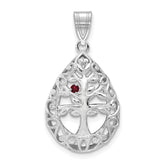 10KW 1 Birthstone Tree of Life Tear Drop Pendant