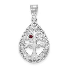 10KW 1 Birthstone Tree of Life Tear Drop Pendant
