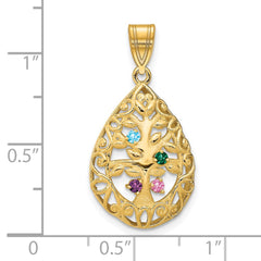 14KY 4 Birthstone Tree of Life Tear Drop Pendant