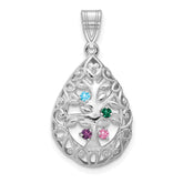 10KW 4 Birthstone Tree of Life Tear Drop Pendant