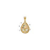 10KY 5 Birthstone Tree of Life Tear Drop Pendant