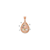 14K rose Gold 5 Birthstone Tree of Life Tear Drop Pendant