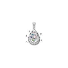 14KW 5 Birthstone Tree of Life Tear Drop Pendant