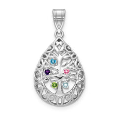 14KW 5 Birthstone Tree of Life Tear Drop Pendant