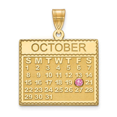 14k YG Calendar w/14k Bezek Birthstone Pendant