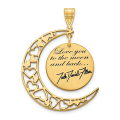 14k Yellow Gold LOVE YOU TO THE MOON Signature Pendant