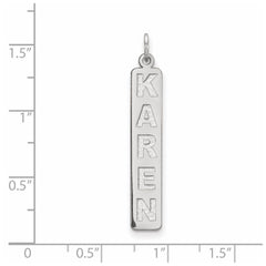 14k White Gold Large Arial Black New Font Bar Charm
