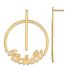 14K Large Circle Name Post Earrings