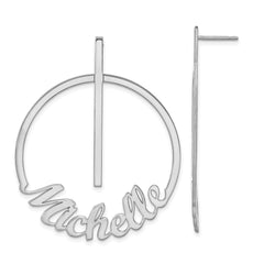 10K White Gold Large Circle Name Post Earrings