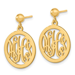 14k Yellow Gold Monogram Dangle Earrings - 3