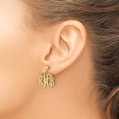 14k Yellow Gold Monogram Dangle Earrings - 4