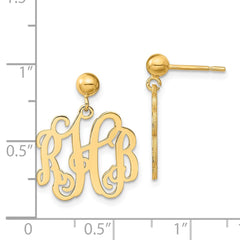 14k Yellow Gold Monogram Dangle Earrings - 4