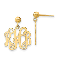 14k Yellow Gold Monogram Dangle Earrings - 4