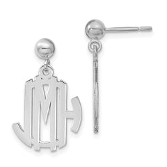 Sterling Silver/Rhodium-plated Monogram Dangle Earrings - 2