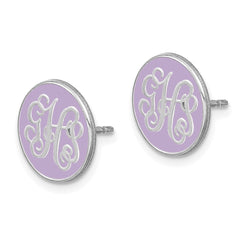 10k White Gold Round Monogram w/Epoxy Post Earrings