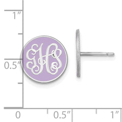10k White Gold Round Monogram w/Epoxy Post Earrings