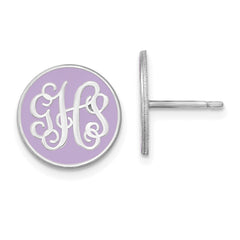 10k White Gold Round Monogram w/Epoxy Post Earrings