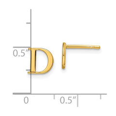 Sterling Silver Gold-plated Letter D Initial Post Earrings