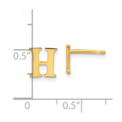 Sterling Silver Gold-plated Letter H Initial Post Earrings
