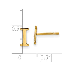 Sterling Silver Gold-plated Letter I Initial Post Earrings