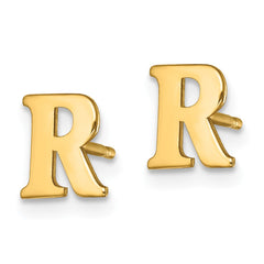 Sterling Silver Gold-plated Letter R Initial Post Earrings