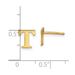 Sterling Silver Gold-plated Letter T Initial Post Earrings