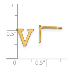 Sterling Silver Gold-plated Letter V Initial Post Earrings