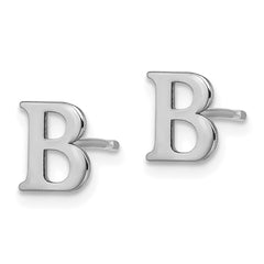 Sterling Silver Rhodium-plated Letter B Initial Post Earrings