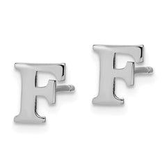 Sterling Silver Rhodium-plated Letter F Initial Post Earrings
