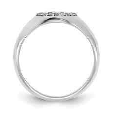 10k White Gold Classic Initial Oval with Diamonds Ring