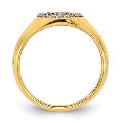 14KW Large Diamond Oval Classic Monogram Signet Ring