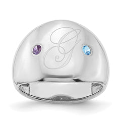 14KW 2 Birthstone Personalized Cigar Ring