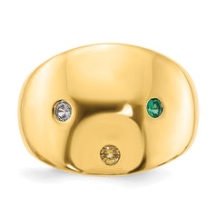 14KY 3 Birthstone Personalized Cigar Ring