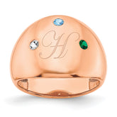 10K Rose Gold 3 Birthstone Personalized Cigar Ring