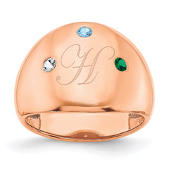 10K Rose Gold 3 Birthstone Personalized Cigar Ring