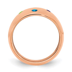 10K Rose Gold 4 Birthstone Personalized Cigar Ring